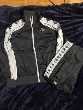 Kappa Black & White Kids Track Suit Set
